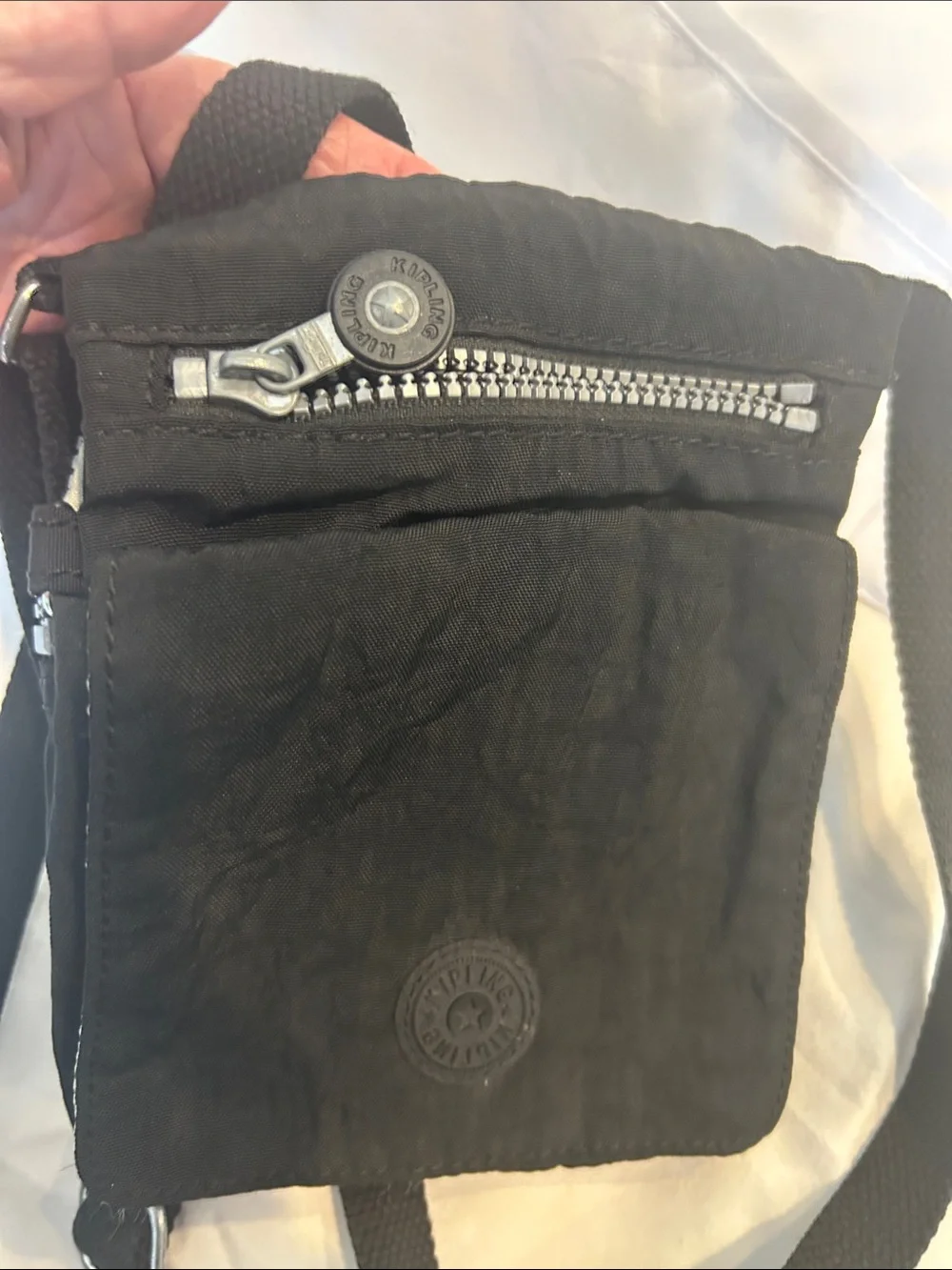 Kipling Black Nylon Compact Messenger Crossbody